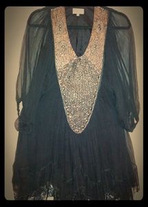 Black Silk Layered Asymmetrical Dress